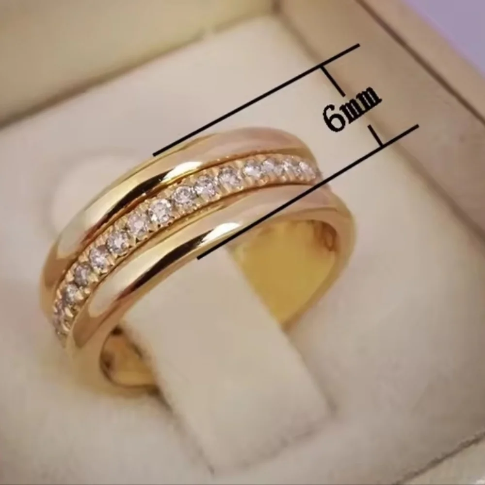 💛 Elegant Gold Tone Cubic Zircon New Size 7